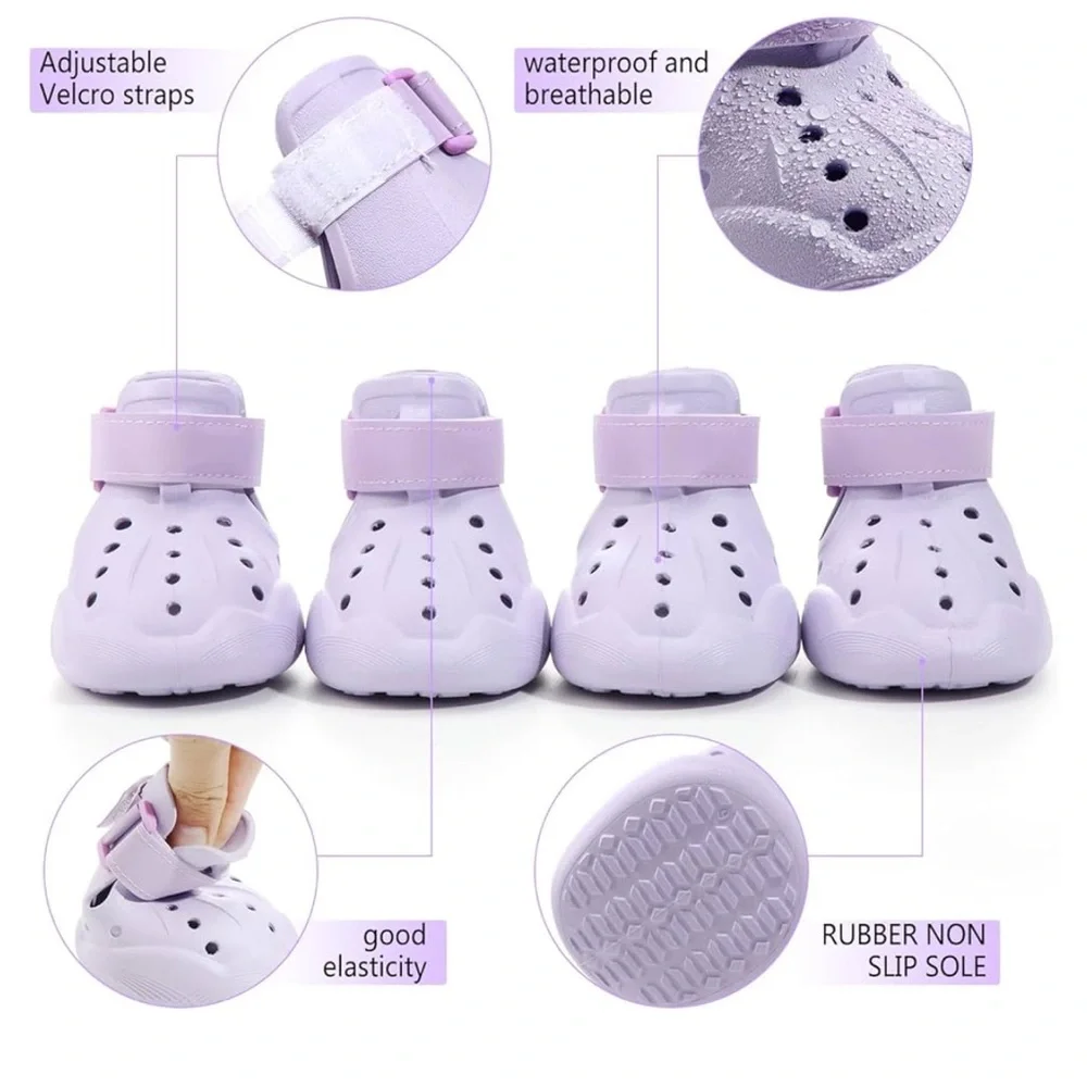 Lavender Dog Boots for Large Dogs - Adjustable Protective Paw Covers